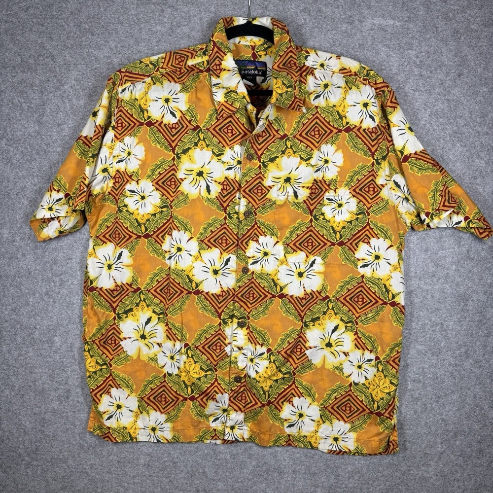 Vintage Pataloha Patagonia Mens L Made Portugal Hawaiian Hibiscus Aloha Shirt